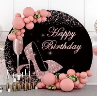 laeacco pink glitter high heels round polyester birthday custom backdrop photographic photo background for photo studio