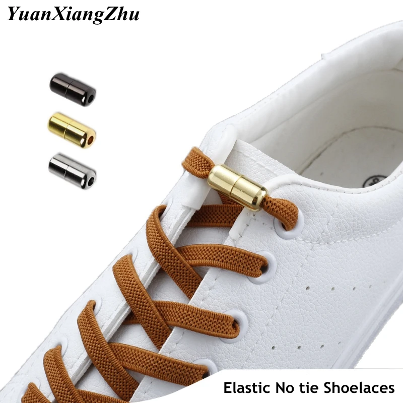 

New Flat No Tie Shoe laces Elastic Metal Lock Shoelaces Special Creative Kids Adult Unisex Sneakers Shoelace Fast Lazy Laces