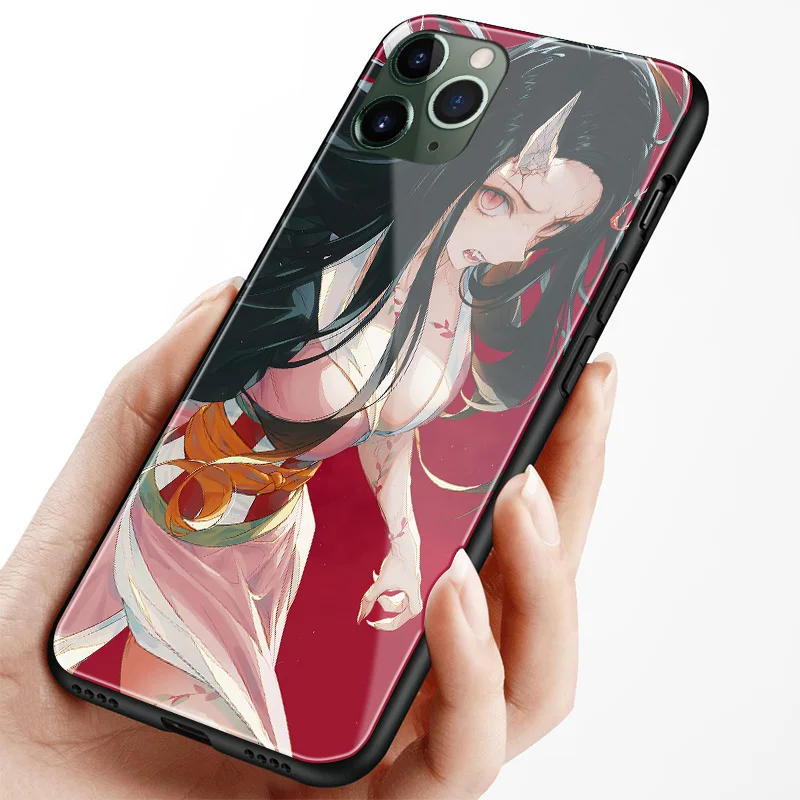 Мягкий силиконовый стеклянный чехол для телефона Kamado Nezuko Kimetsu no Yaiba iPhone SE 6 6s 7 8 Plus X