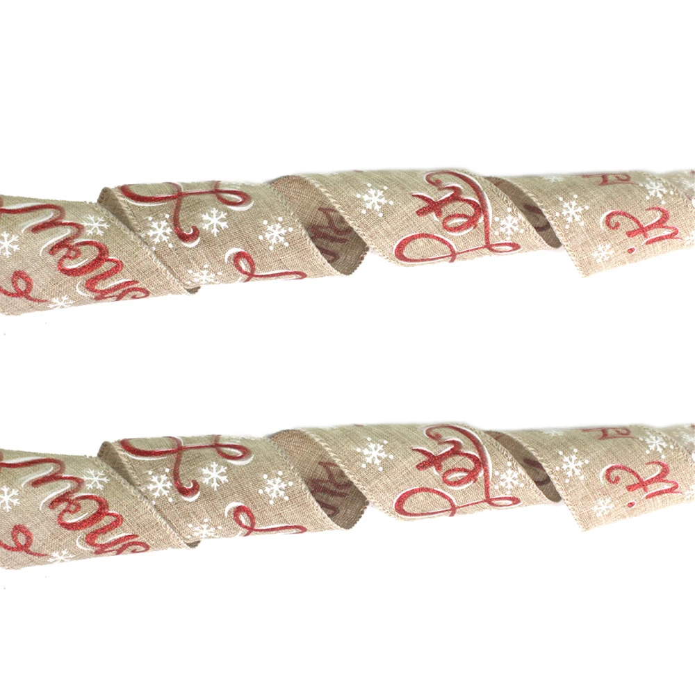 

Christmas Ribbon Webbing Wreaths Wrapping Packaging Ribbons Linen 6M DIY Decoration Craft