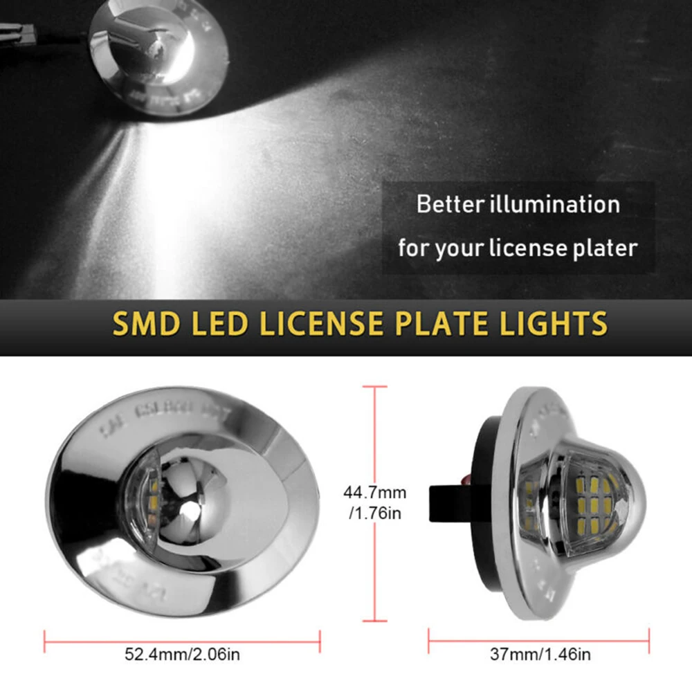 

2pcs 9 Chrome Silver LED License Plate Light For Ford F150 F250 F350 F450 F550 9LED Chrome Plated Ilver License Plate Light