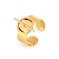 stainless steel ring for women jewelry rings gold wide rings punk geometric open finger rings female lock round charms rings