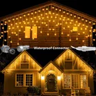 Новогоднее украшение для дома, Рождественская гирлянда, светодиодсветильник занавеска-сосулька, 0,50,60,7 м, вилка европейского стандарта