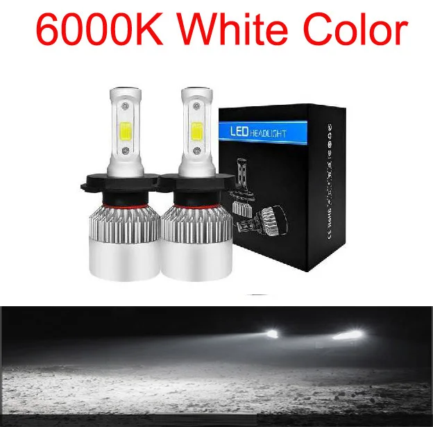 Muxall 2 шт. Авто H4 H7 светодиодный головной светильник s 6500K 12000LM 12 В COB лампы Hi Lo луч 2/4 белых СВЕТОДИОДА для ближнего и дальнего светильник - Испускаемый цвет: 2 or 3 sides
