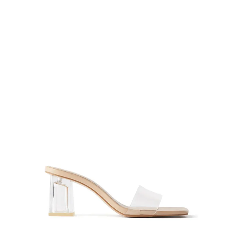 Women's Shoes Muller Shoes Square Piece of Painted Shops Jelly  Shoes Women Heels  Platform Heels  High Heels