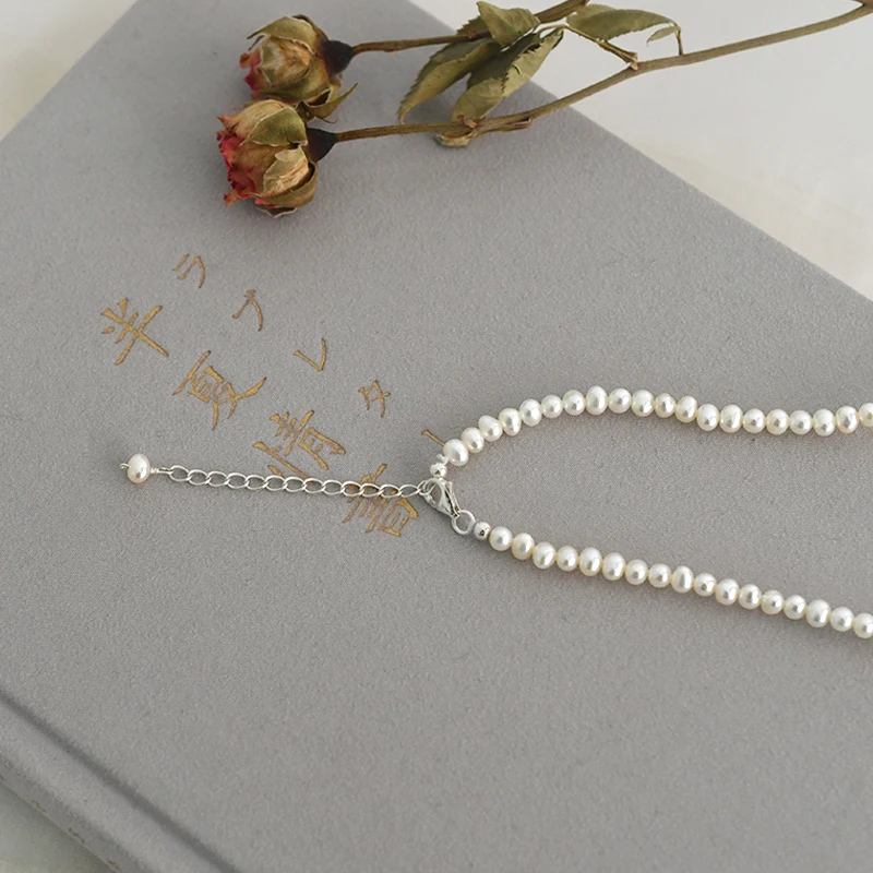 ASHIQI настоящий натуральный пресноводный жемчуг 925 пробы Серебряное ожерелье в