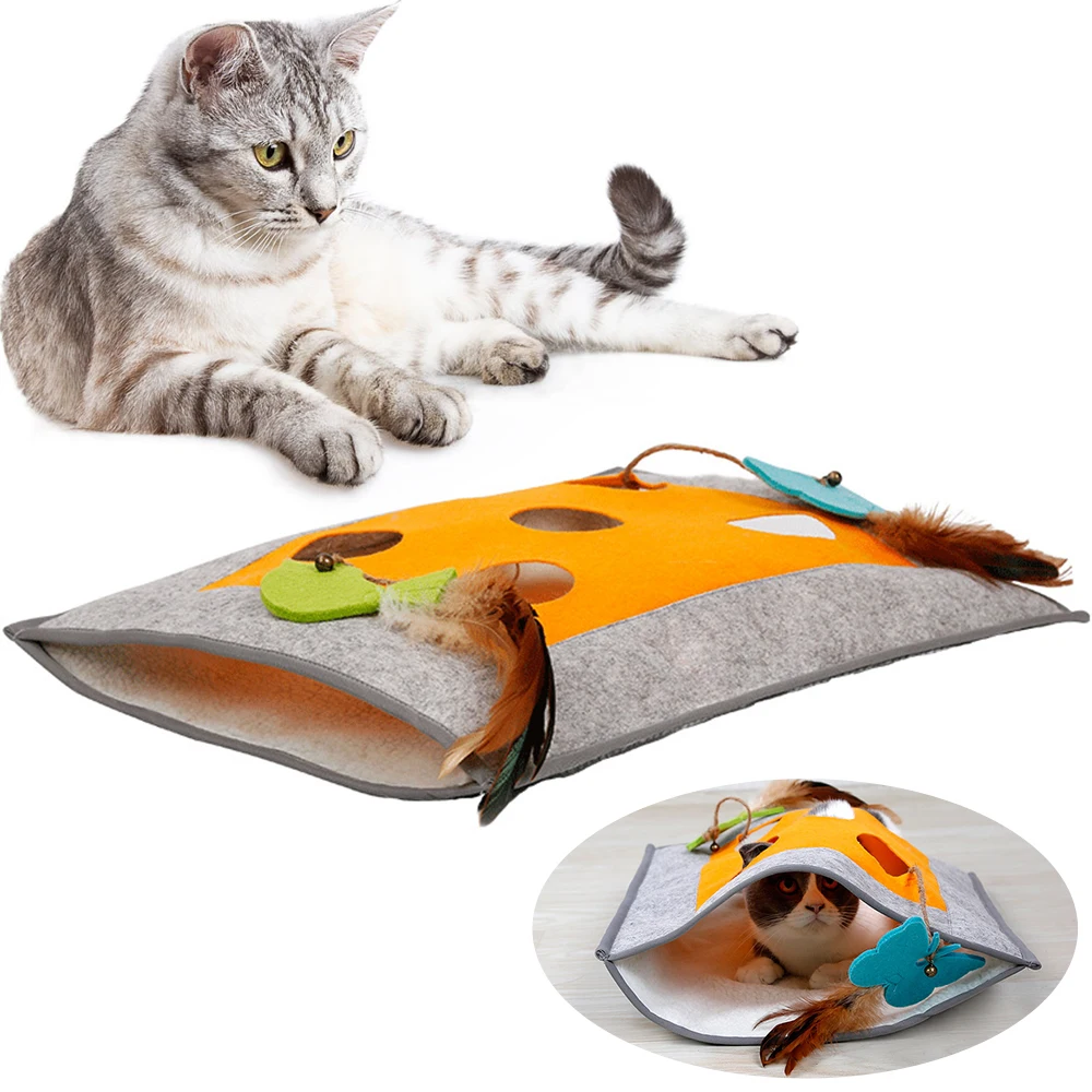 Одеяло для домашних животных игровой коврик с отверстиями туннель кошек