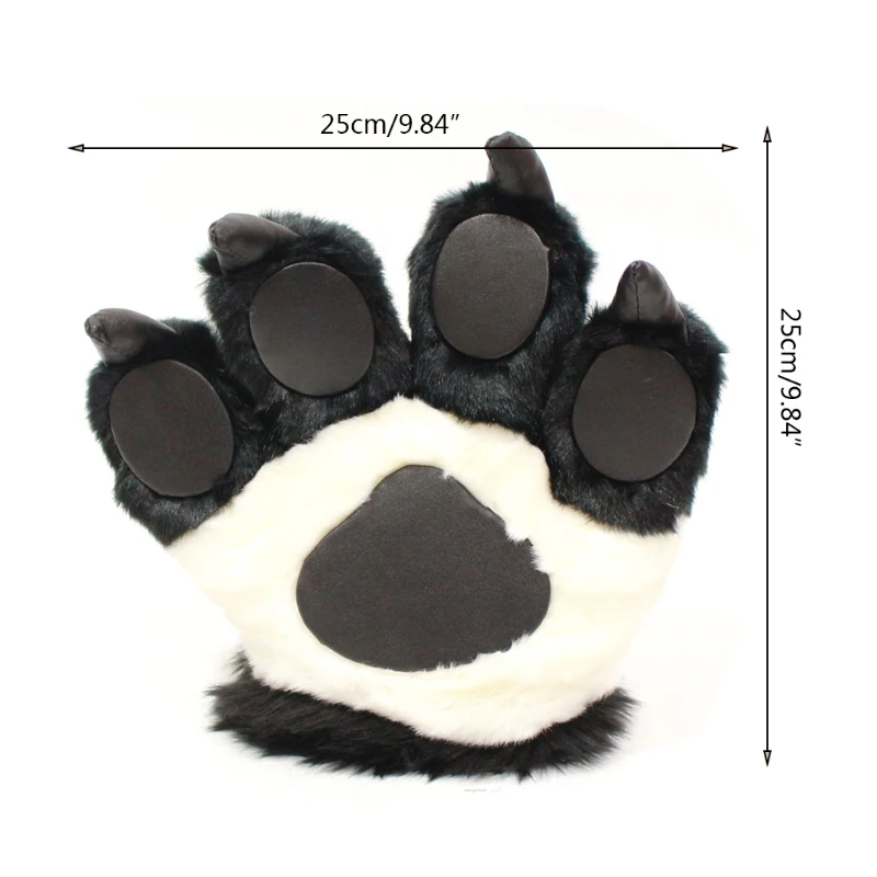 

Cute Simulation Panda Paw Plush Gloves Fluffy Animal Stuffed Toys Padded Hand Warmer Halloween Cosplay Costume Mittens