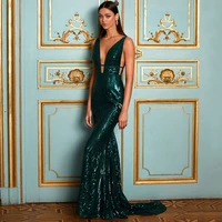 gorgeous backless mermaid evening dress celebrity dresses sexy deep v neck lace sequins party pageant gowns with tail