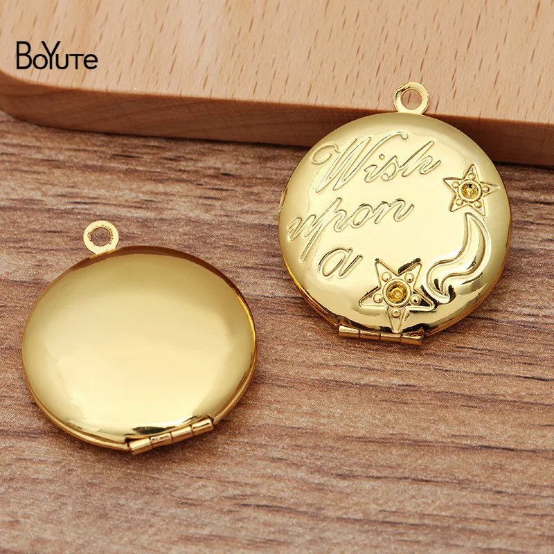 BoYuTe (10 Pieces/Lot) Round 25*6MM Metal Brass Photo Locket Pendant Star Moon Floating Charms Diy | Украшения и аксессуары