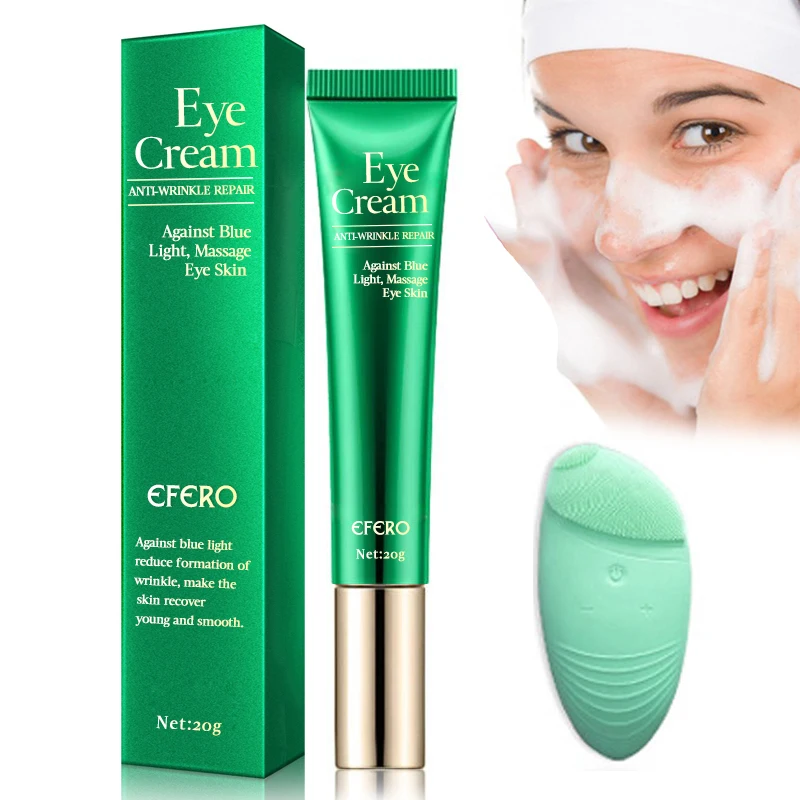 

EFERO Anti-Aging Eye Cream Remove Dark Circles Puffiness Fine Lines Whitening Collagen Eye Cream Massage Face Vibration Brushes