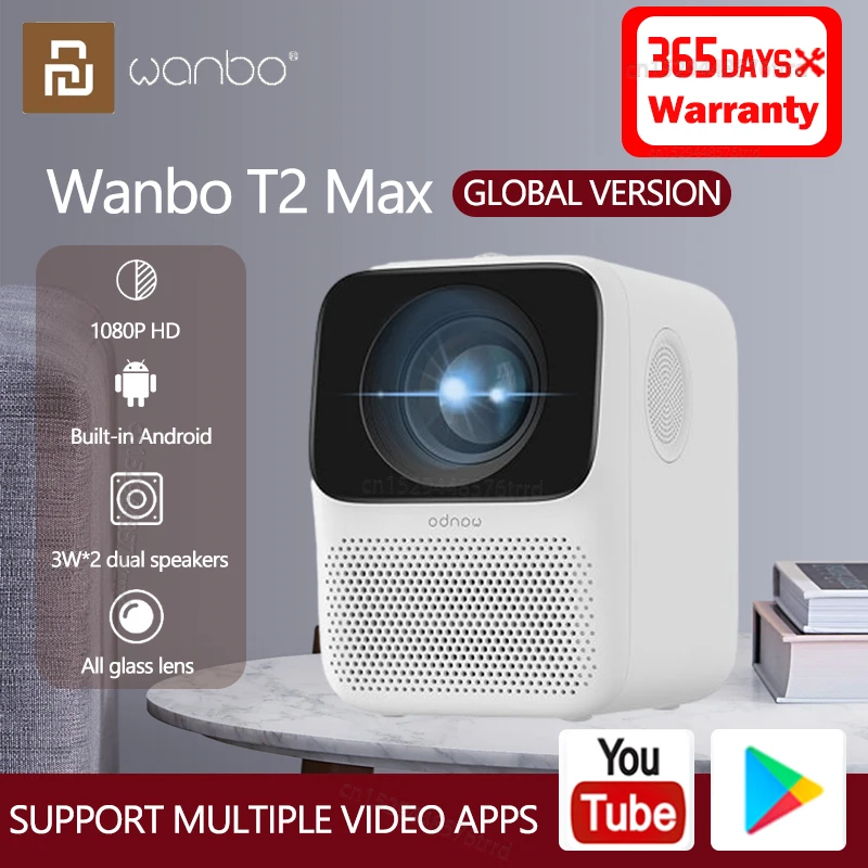 Xiaomi глобальная версия Wanbo T2 Max LCD проектор 1080P Вертикальная коррекция портативный
