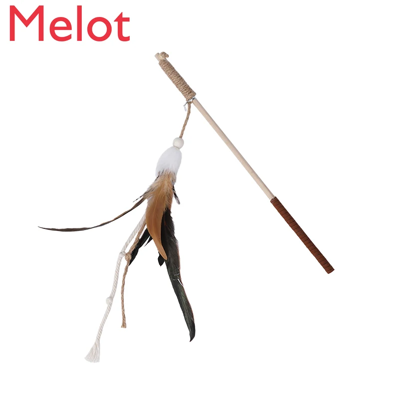 

Log Feather Cat Teaser Bite-Resistant Long Brush Holder Cat Toy Self-Hi Relieving Stuffy Molar Rod Cat Stick Cat Teaser Toy