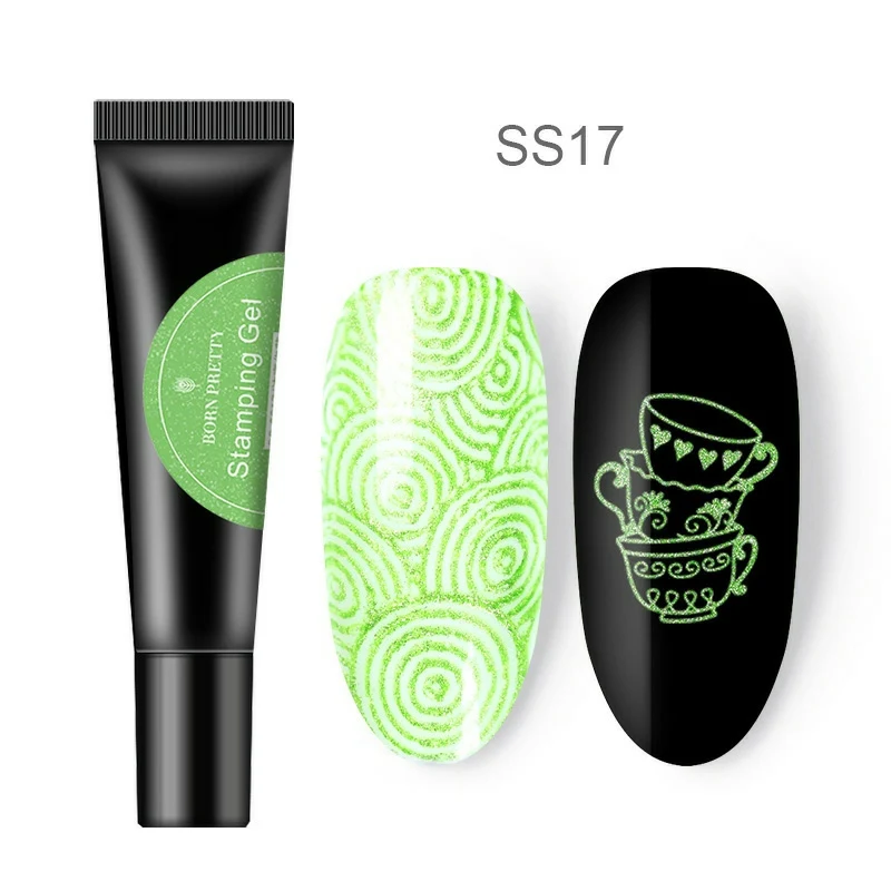 BP-SS17 BORN PRETTY ногтей штамповка Гель-лак 8 мл черный белый штамп печать масло УФ Гель-лак для ногтей замачиваемый лак для пластина для стемпинга для нейл-арта - Цвет: BP-SS17