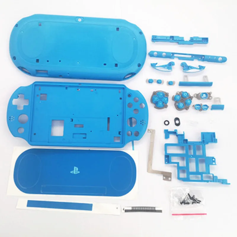 

New Blue Color Housing Shell Case Cover With Button Parts For PSVita 2000 PS Vita PSV 2000 Console Case With Sticker