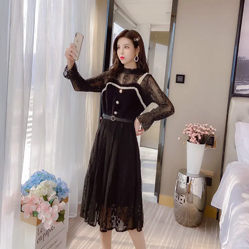 

Floral summer dresses for women party elegant lady puff sleeve V-neck high-waist elastic dress ladies party a-line dress female