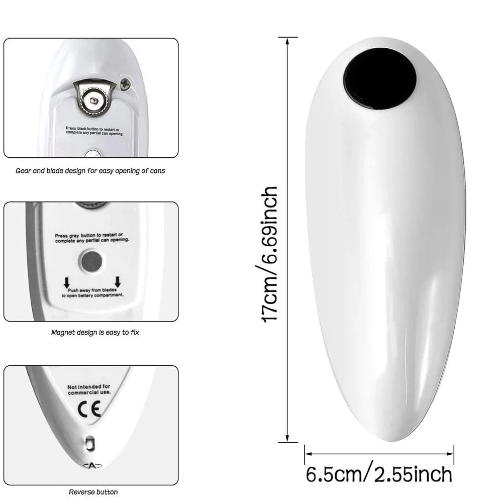 

Automatic Electric Can Opener One Touch Cordless Kitchen Ware One Touch Electric Auto Hands Free Jar Can Tin Opener Safe