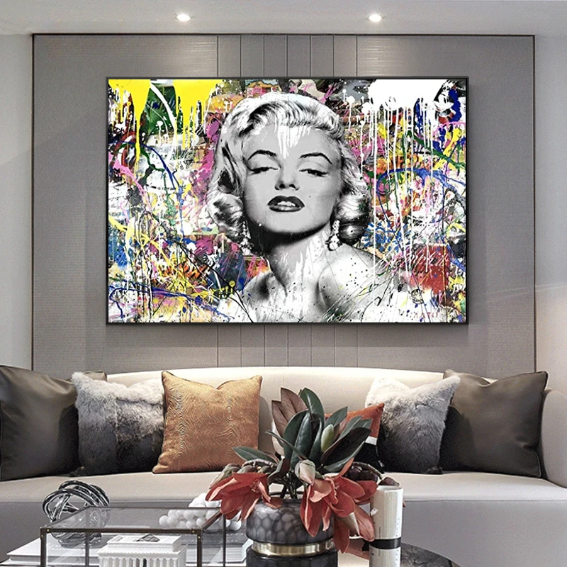 

Abstract Graffiti Art Marilyn Monroe Canvas Painting Cuadros Posters Print Wall Art for Living Room Home Decor