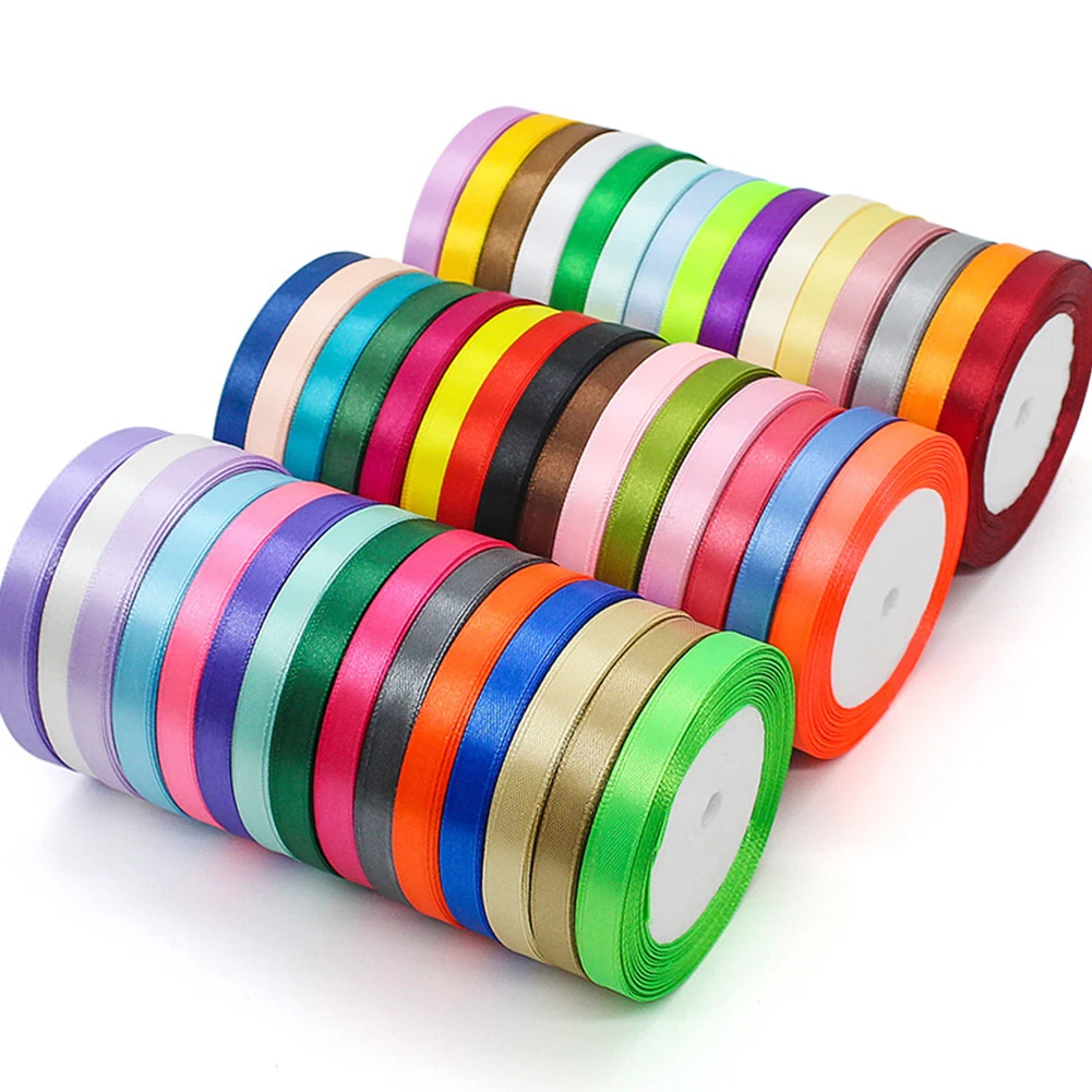 

25 yards/roll 1cm1.5cm2cm2.5cm4cm craft silk satin ribbon bow handmade gift packaging party wedding decoration wholesale