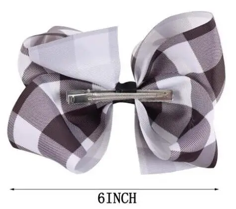 Плед волосы бант зажим для волос 7 дюймов Большой Красный заколка с клетчатым