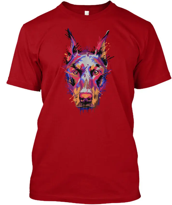 

Doberman Splash Art 100% Cotton Straight O-Neck Short Sleeve Tee Shirt Homme Men Funny Hipster T Shirt