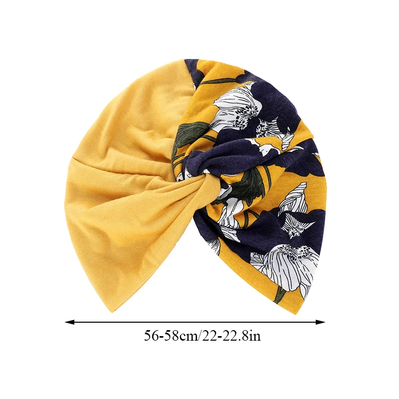 

Two-color Stitching Baotou Cap Women Soft Floral Cloth Turban Hat Color Matching Baotou Cap Four Seasons Girls Turban Hat