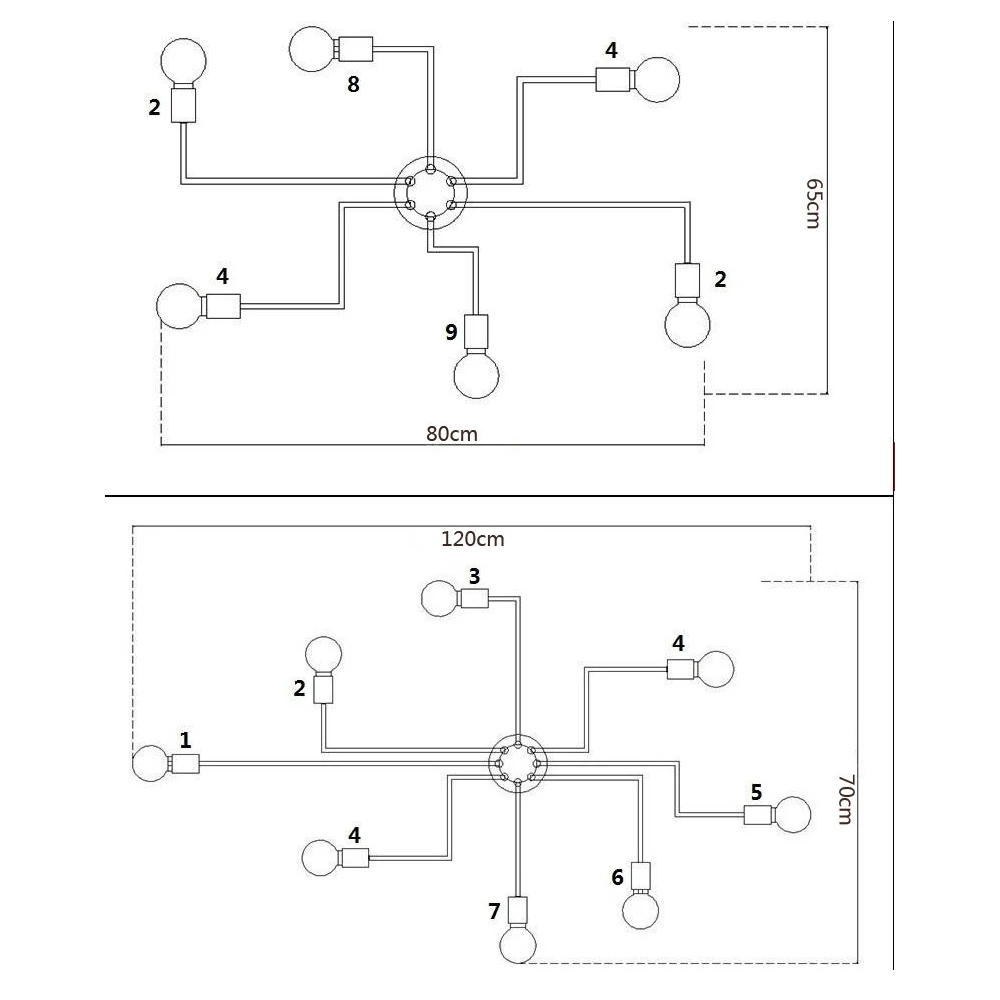 

Home Nordic pipe Wrought Iron 4 heads 6 heads 8 heads ceiling light Retro industrial loft living room lustre lamp iron lamp