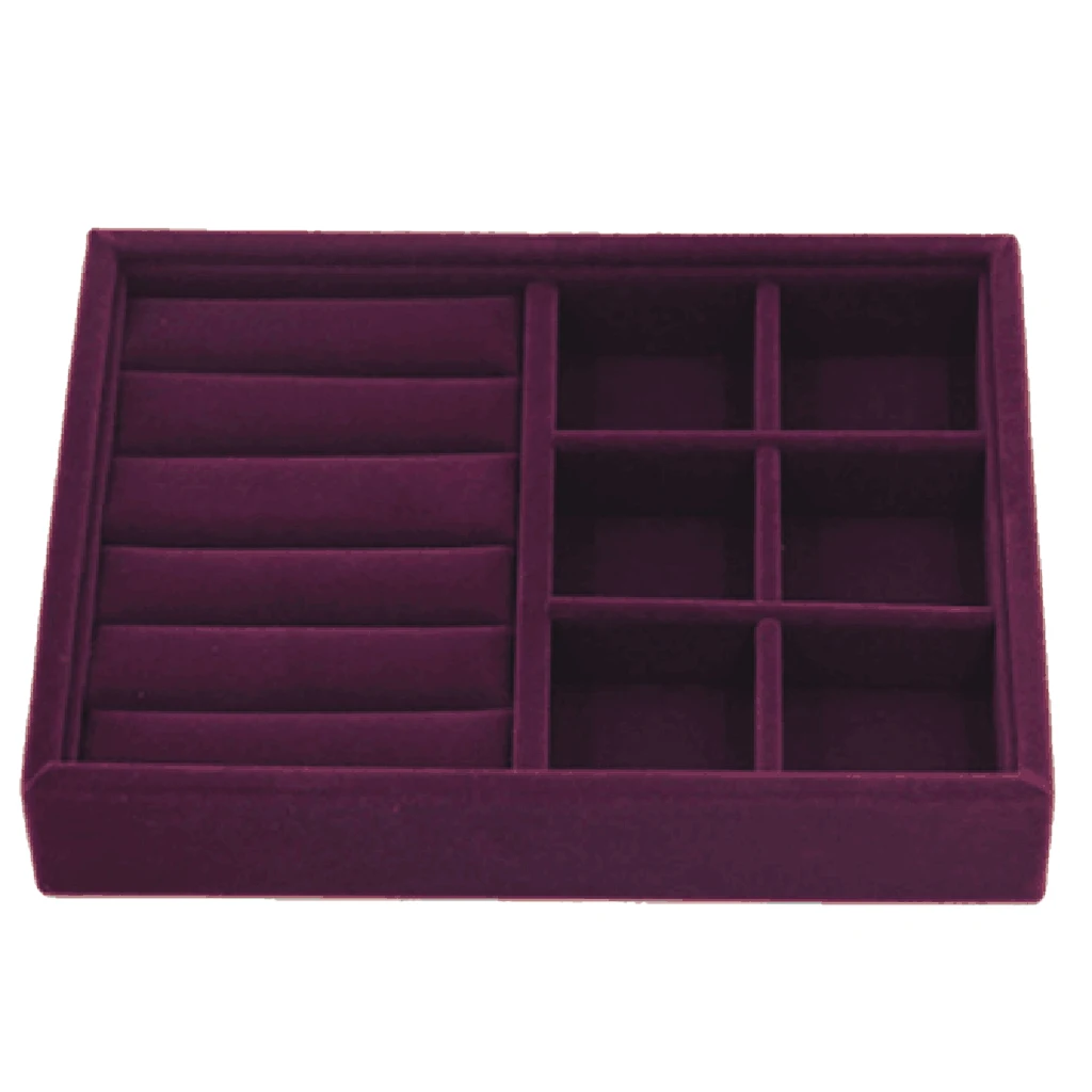 

2 Pcs Stackable Velvet Display Tray Earring Diamond Jewelry Case Storage Box