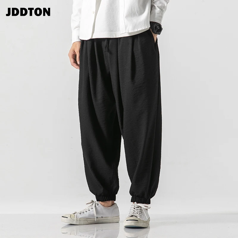 JDDTON Men Cross-pants Linen Pants Flax Hemp Loose Thin Male Fashion Casual Hip Hop Vintage Full Length Trouser Streetwear JE121 | Мужская