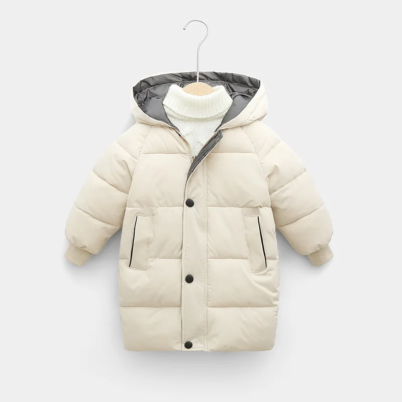 

Теплая длинная куртка, Повседневная Верхняя одежда для малышей, 2021, зимняя Подростковая парка с хлопковой подкладкой для маленьких мальчик...
