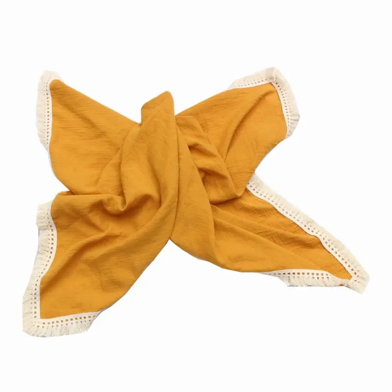 

Newborn Swaddle Muslin Unisex Tassel Infant Swaddle Wrap Baby Blanket Receiving Blanket