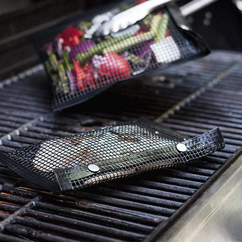 

HOT-3PCS Non-Stick Mesh Grilling Bag with 2PCSPerforated Silicone Baking Mat Non-Stick Oven Mat Lining Tool