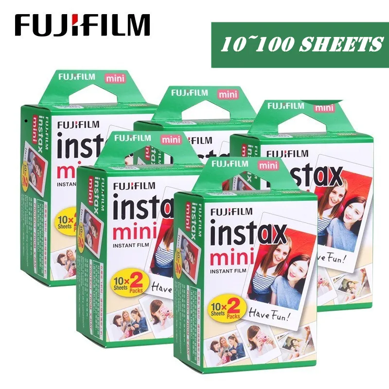 Белая пленка Fujifilm Instax Mini 9 3 дюйма 10 20 30 40 50 60 100 листов для камеры моментальной печати Polaroid FUJI Mini 9 8 7s 70 90 - Цвет: 100 sheets