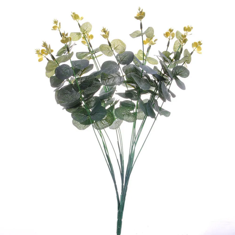 Ветка из искусственных листьев в стиле ретро зеленые шелковые листья эвкалипта