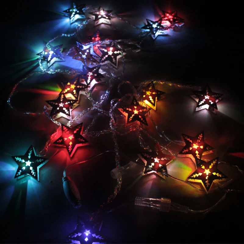 Светодиодный светильник в виде звезды сердца деревянный декоративный фонарь для