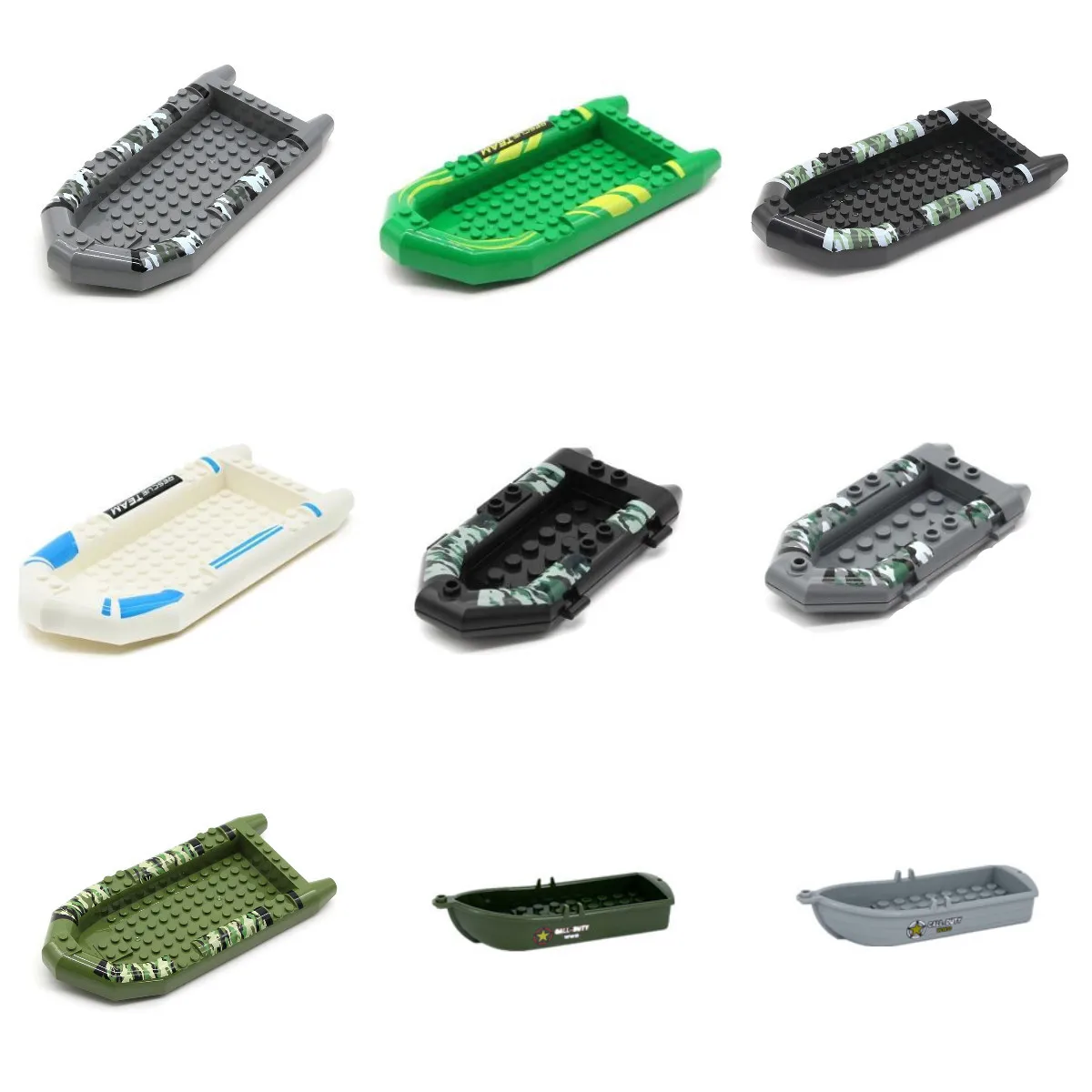 

Single Sale Military Camo Boat Navy Rubber Dinghy SWAT Figure Parts MOC Bricks Accessories Model Building Blocks Toys For Kids