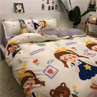 2022 home letter bear washed cotton bedding four piece set boy quilt cover childrens dormitory three piece set