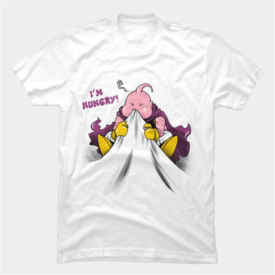 Dragon Ball Majin Buu I'M Hungry Eat The Shirt забавная Милая Белая футболка Веселая дизайнерская |