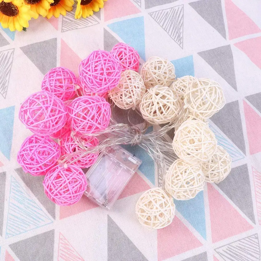 C 40 светодиодный светильник гирлянда из ротанга Декоративная на батарейках