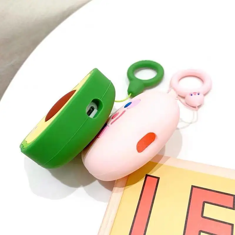 Силиконовый чехол для Apple Airpods Pro 3 2 с 3D принтом фруктов розового персика авокадо