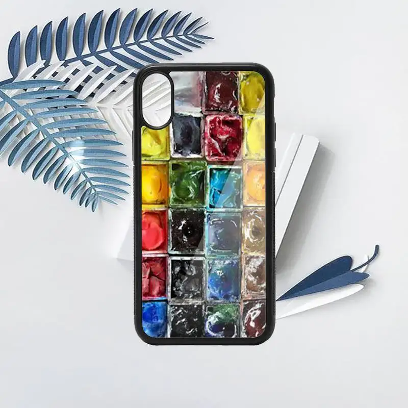 

Watercolors Set Paint Palette Painting Box Phone Case PC for iPhone 11 12 pro XS MAX 8 7 6 6S Plus X 5S SE 2020 XR