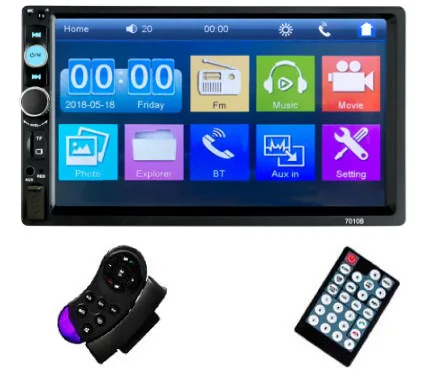 Для мобильного телефона iPhone 2 din 7 ''TFT HD сенсорный экран Bluetooth автомобильный Радио плеер аудио aux Поддержка камеры заднего вида 7010B - Цвет: with control wheel