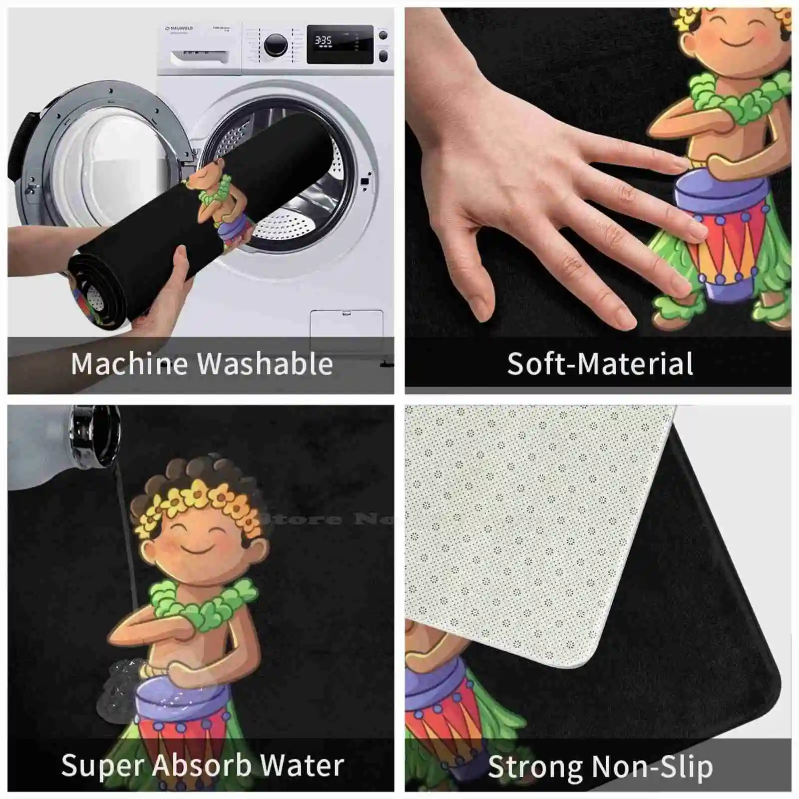 Мягкий домашний Противоскользящий коврик Hula для мальчиков ковер гавайский