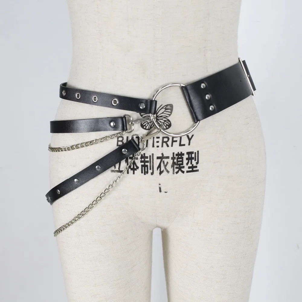 TRODEAM Leather Harness Belts For Women Sexy Chain Belts Stocking Waist Band Sexy Lingerie Female Harness Leg Straps Suspenders