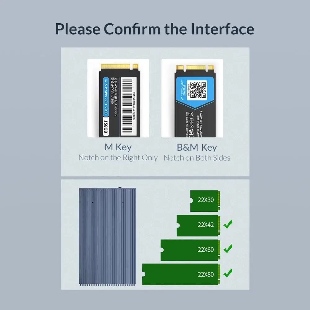 Алюминиевый корпус ORICO Dual Bay M.2 NVME SSD USB C 3 1 Gen2 10 Гбит/с для M Key &amp M/B PCIe с адаптером
