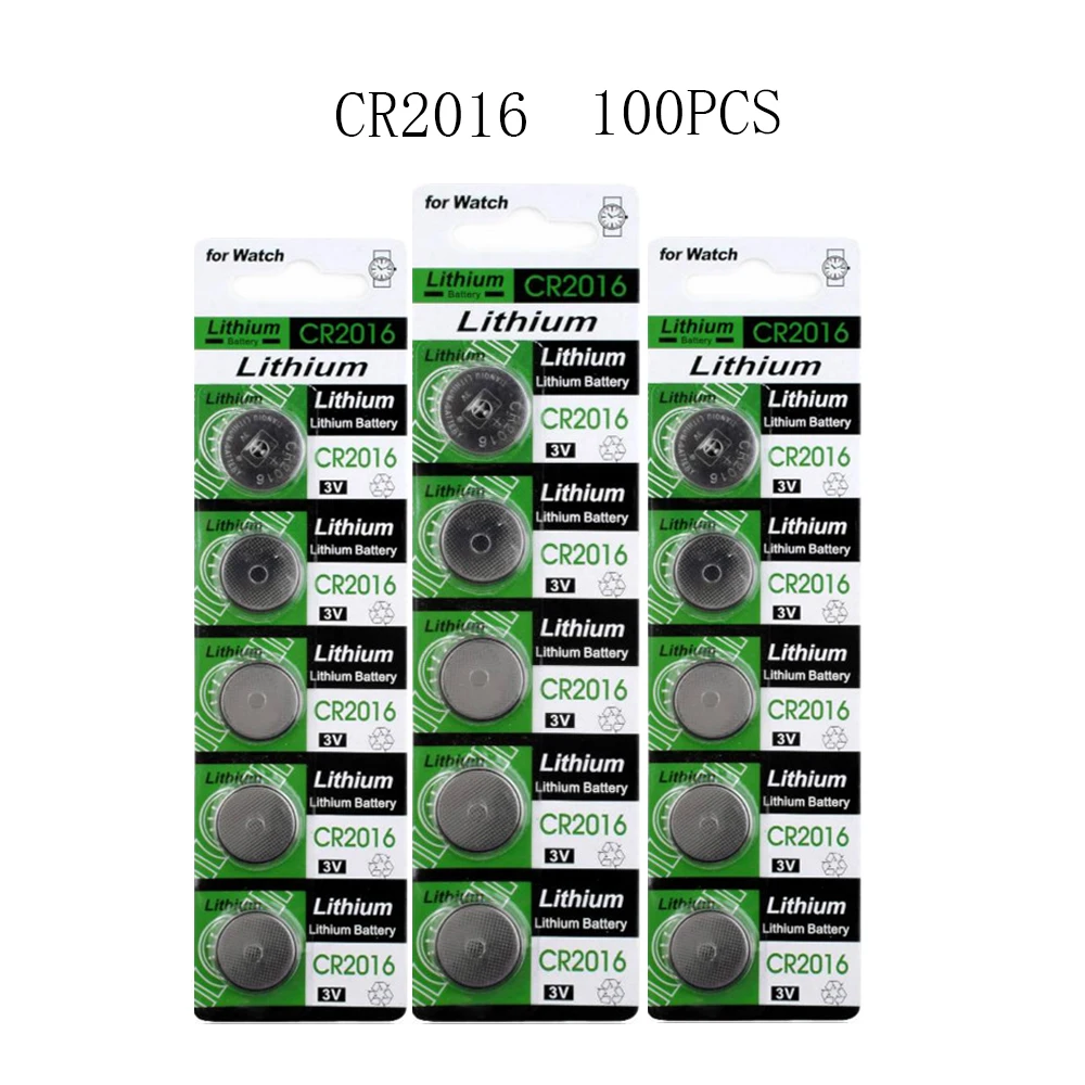 

100pcs 75mAh CR2016 Button Batteries LM2016 BR2016 DL2016 Cell Coin Lithium Battery 3V CR 2016 For Watch Electronic Toy Remote