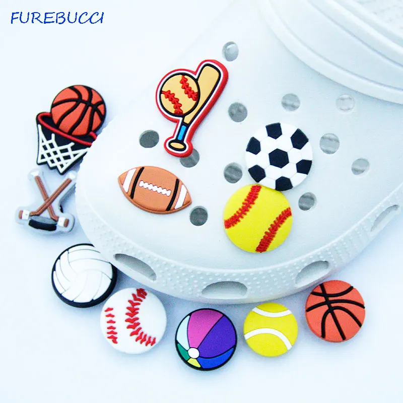 

Single Sale Hole Slipper Charms Pvc Shoe Decorations Funny Anime Shoes Sandals croc clog jibz Party gifts Wholesale boy ball