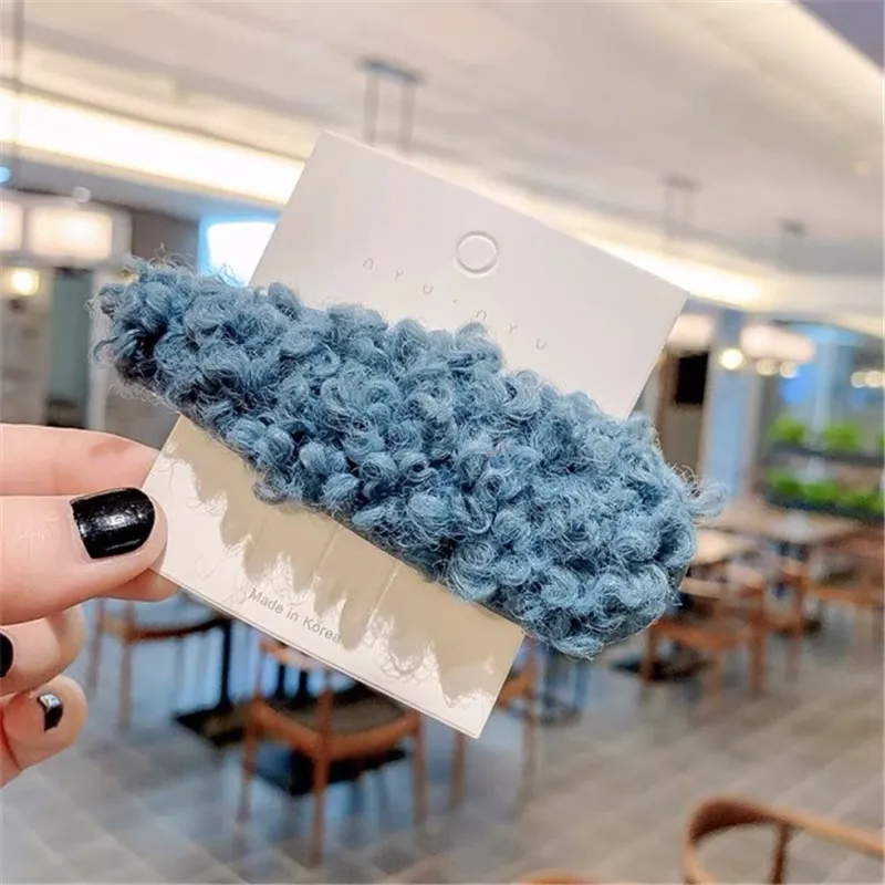 8.5cm Blue M MISM плюшевые зимние заколки для волос женские капли BB заколки для волос шерстяные заколки для волос для девочек модные заколки для волос с буквенным принтом аксессуары для волос - Цвет: 8.5cm Blue