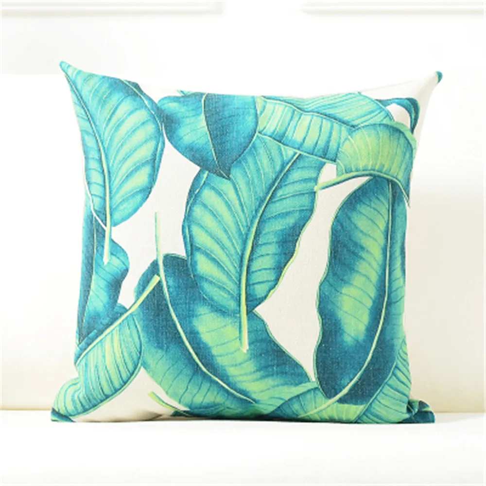 Тропическое зеленое растение поясничный лист Полиэстеровая подушка чехол для