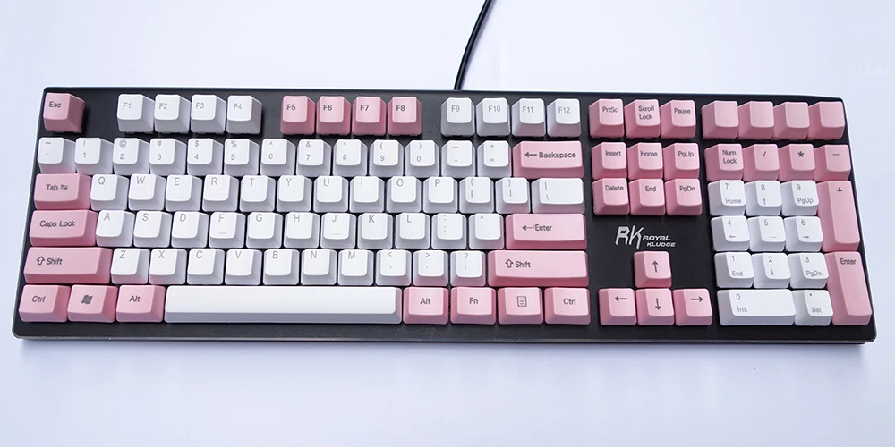 Колпачки для клавиш NPKC OEM PBT розово белые смешанные клавиши ANSI макет 61 клавиша 87 108
